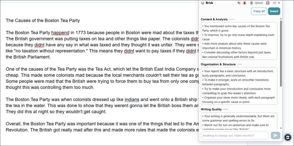 Screenshot from Brisk Teaching for an article about AI tools