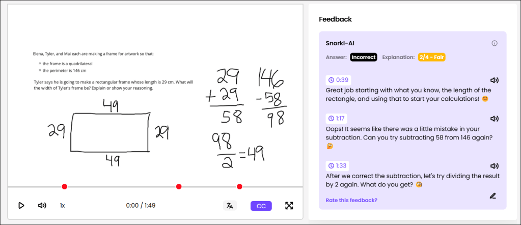 Screenshot from Snorkl for an article about AI tools